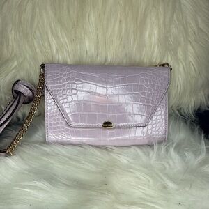 Nine West Lilac Croc-Embossed Clutch